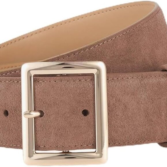 Women‘s Wide Belt With Gold Buckle Casual Genuine Leather Suede Belts for Jeans